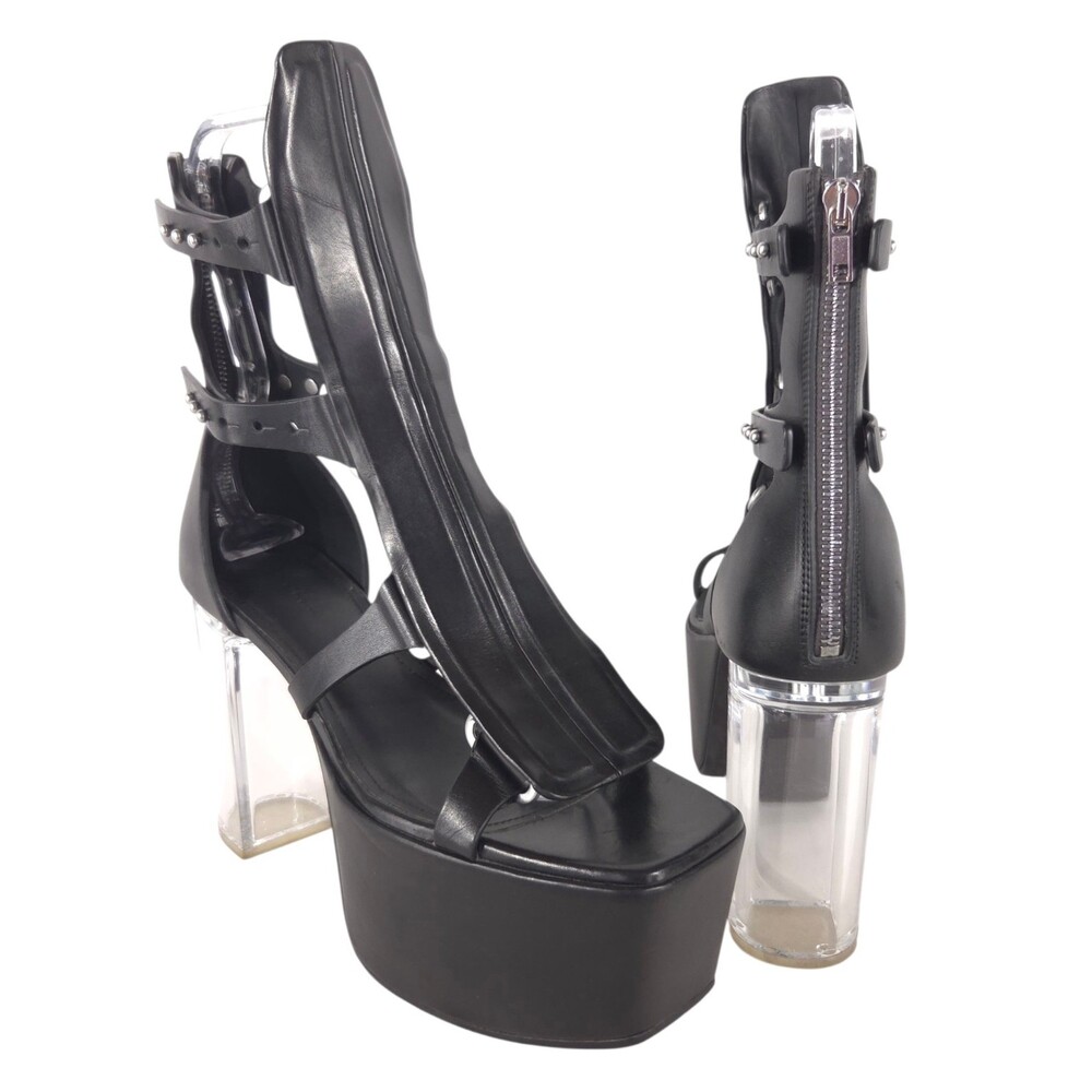 Rick Owens Clear Plexi Heel Platform Sandals US 11 EU 41 Womens Leather $1850